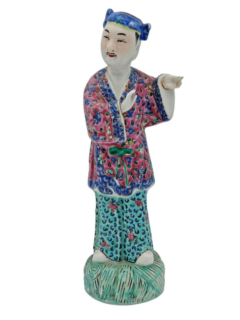 Antique Chinese Famille Rose Immortal Figurine Republic Period 9.5" CHINA